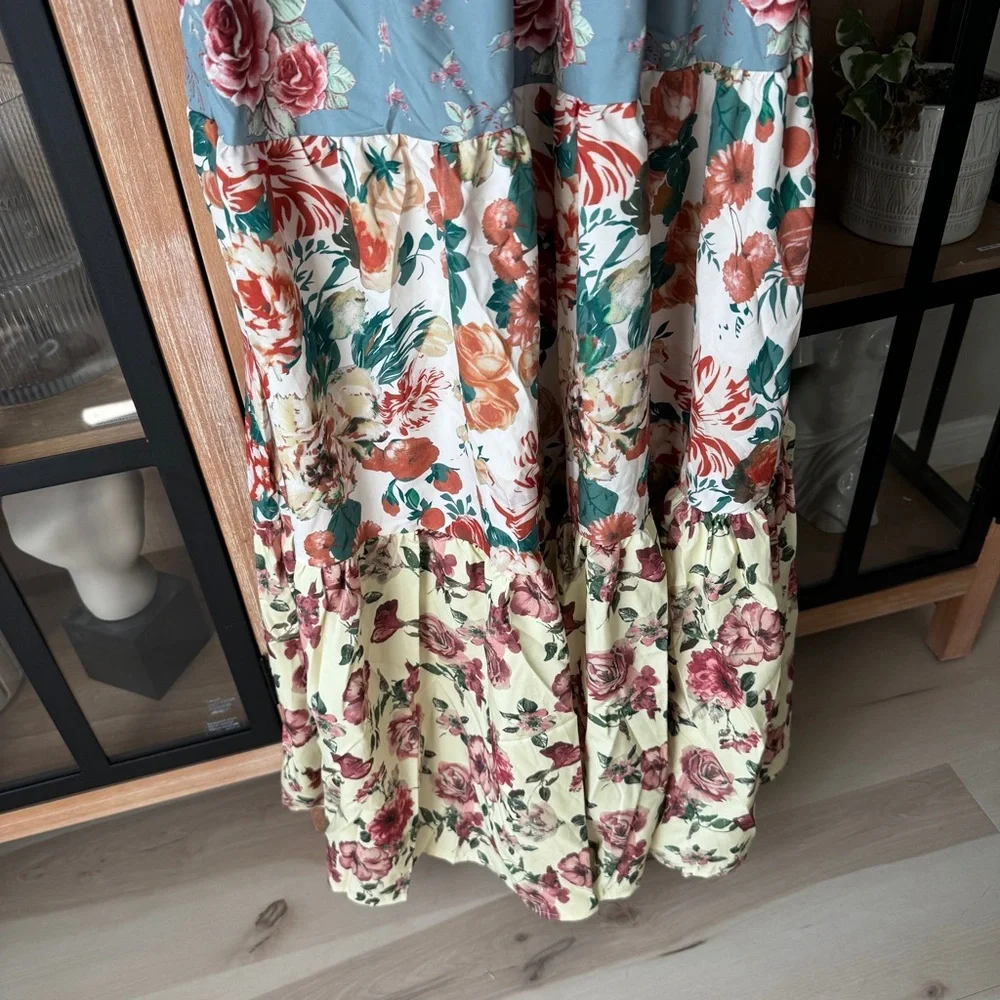 Amazon maxi dress Free People Bluebell tiered smocked dress warm flowered combo - Picture 4 of 6